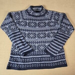 Aventura Fair Isle Knit Sweater XS XSmall Pullover Blue White Blend Womens